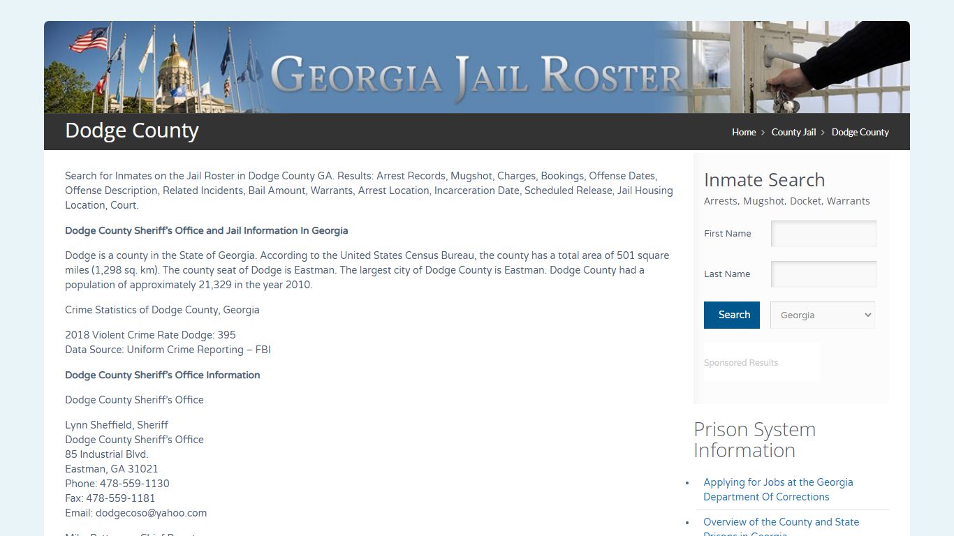 Dodge County | Georgia Jail Inmate Search