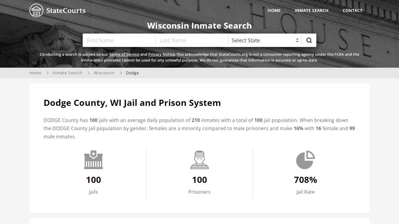 Dodge County, WI Inmate Search - StateCourts